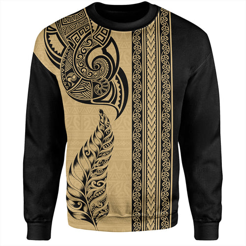 New Zealand Sweatshirt Maori Tribal Silver Fern Tattoo