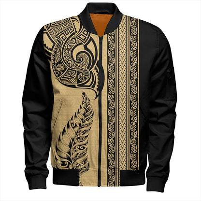 New Zealand Bomber Jacket Maori Tribal Silver Fern Tattoo