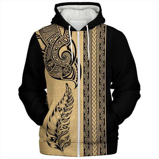 New Zealand Sherpa Hoodie Maori Tribal Silver Fern Tattoo