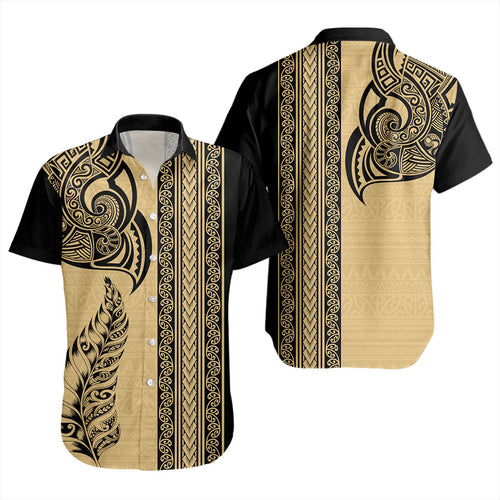 New Zealand Short Sleeve Shirt Maori Tribal Silver Fern Tattoo