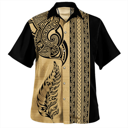 New Zealand Hawaiian Shirt Maori Tribal Silver Fern Tattoo