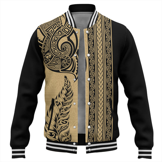 New Zealand Baseball Jacket Maori Tribal Silver Fern Tattoo