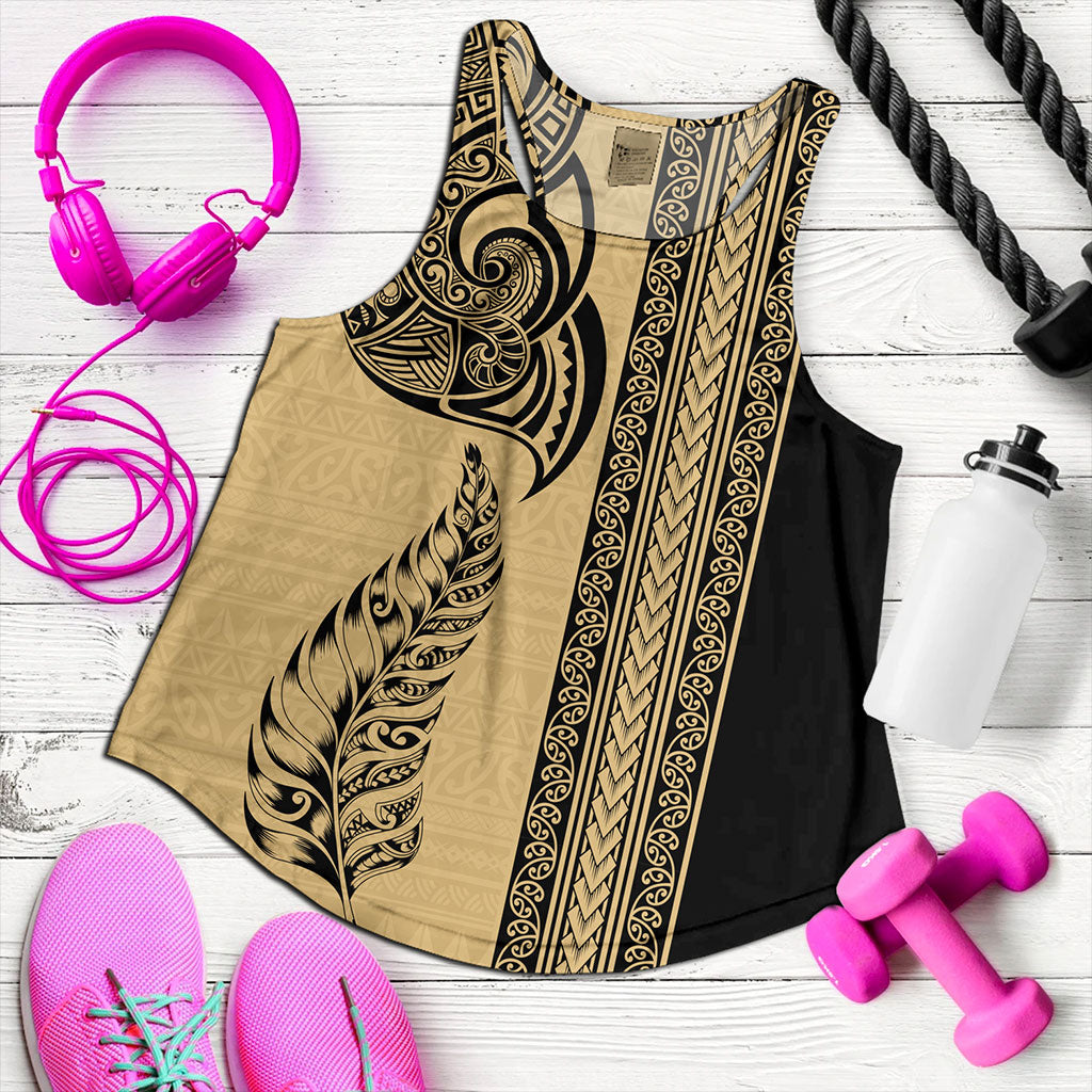 New Zealand Women Tank Maori Tribal Silver Fern Tattoo