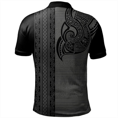 New Zealand Polo Shirt Maori Tribal Silver Fern Tattoo