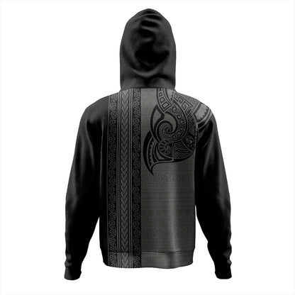 New Zealand Hoodie Maori Tribal Silver Fern Tattoo