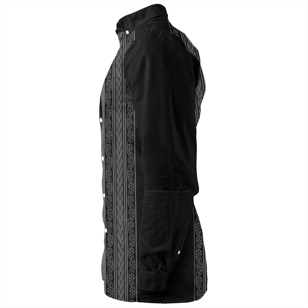 New Zealand Long Sleeve Shirt Maori Tribal Silver Fern Tattoo