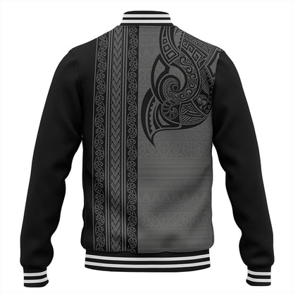 New Zealand Baseball Jacket Maori Tribal Silver Fern Tattoo