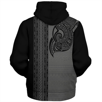 New Zealand Sherpa Hoodie Maori Tribal Silver Fern Tattoo