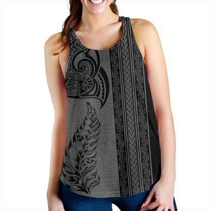 New Zealand Women Tank Maori Tribal Silver Fern Tattoo