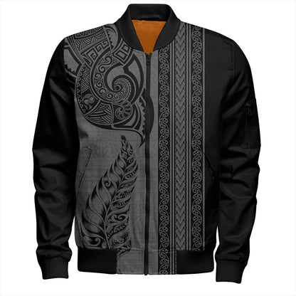 New Zealand Bomber Jacket Maori Tribal Silver Fern Tattoo