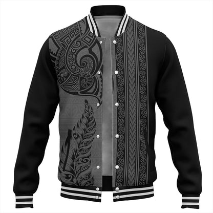 New Zealand Baseball Jacket Maori Tribal Silver Fern Tattoo