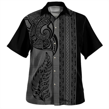 New Zealand Hawaiian Shirt Maori Tribal Silver Fern Tattoo