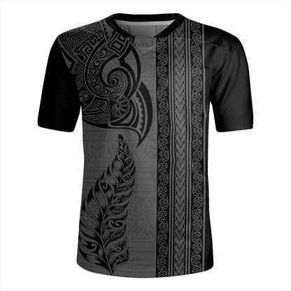 New Zealand Rugby Jersey Maori Tribal Silver Fern Tattoo