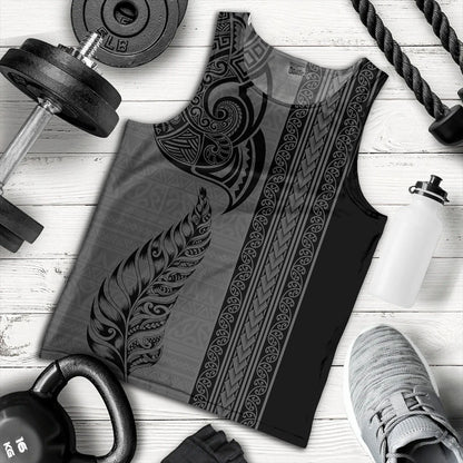 New Zealand Tank Top Maori Tribal Silver Fern Tattoo