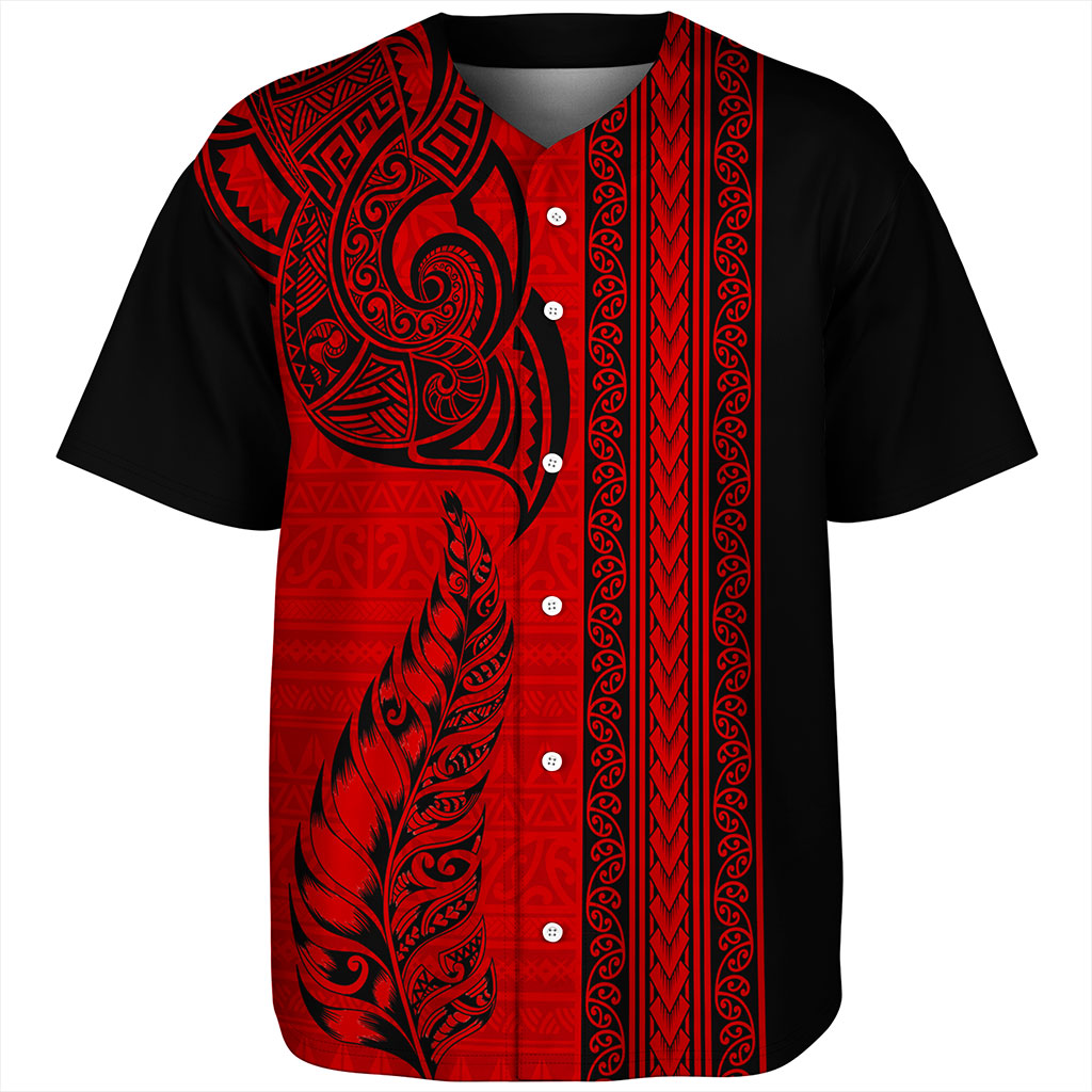 New Zealand Baseball Shirt Maori Tribal Silver Fern Tattoo
