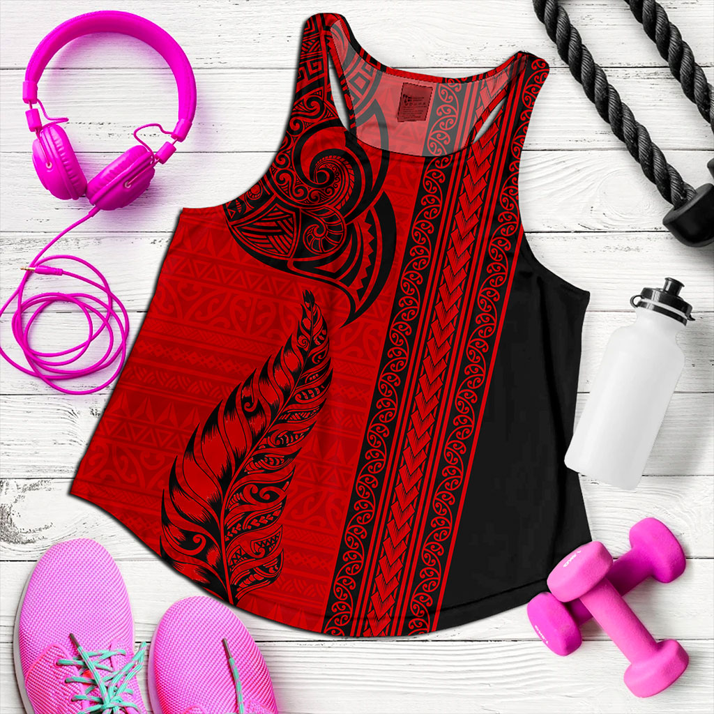 New Zealand Women Tank Maori Tribal Silver Fern Tattoo