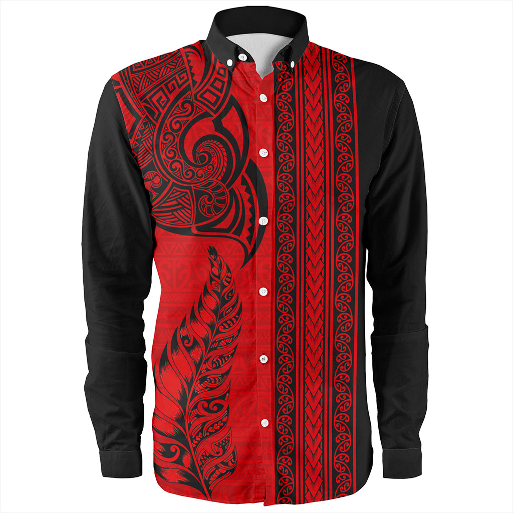 New Zealand Long Sleeve Shirt Maori Tribal Silver Fern Tattoo