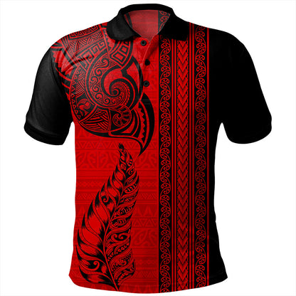 New Zealand Polo Shirt Maori Tribal Silver Fern Tattoo