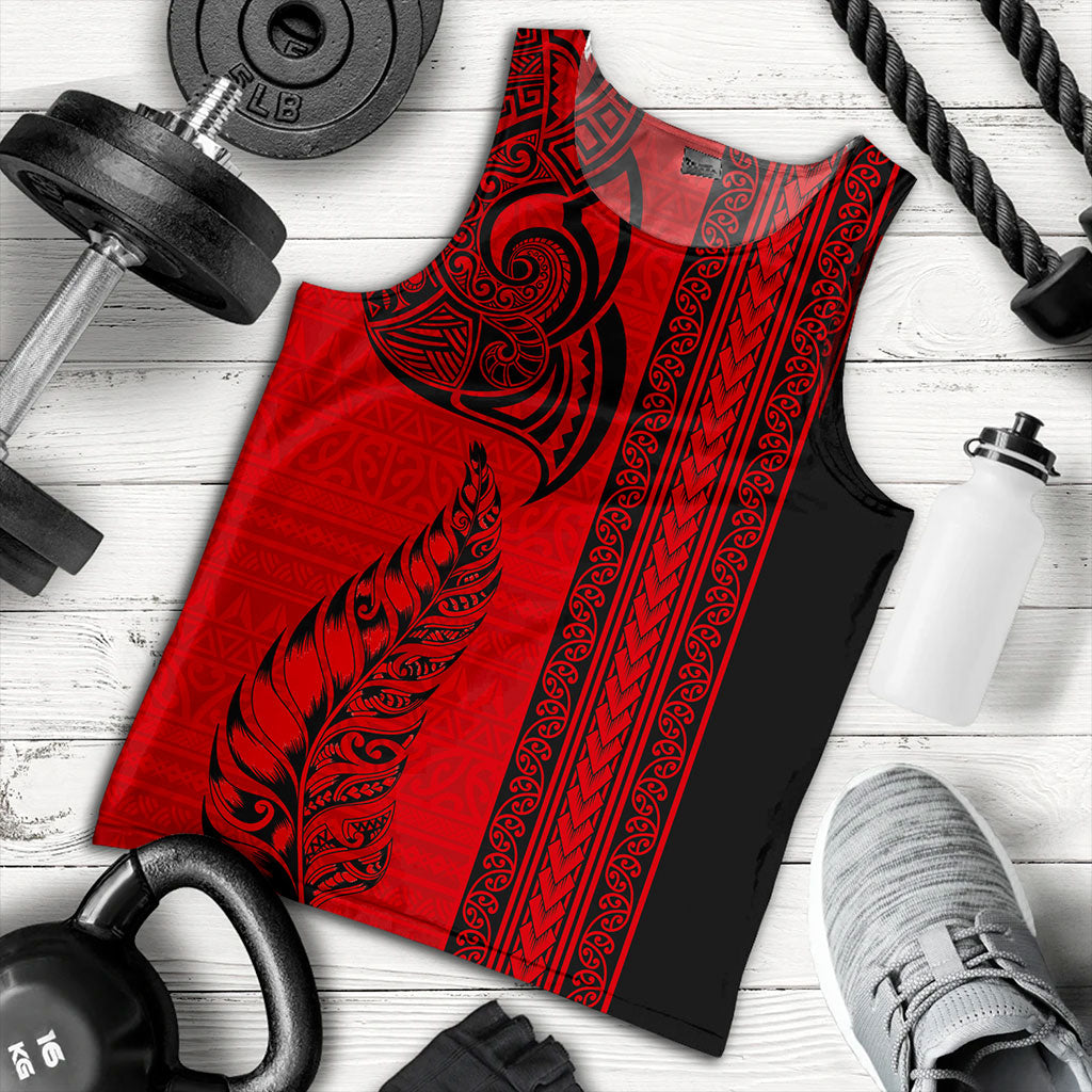 New Zealand Tank Top Maori Tribal Silver Fern Tattoo