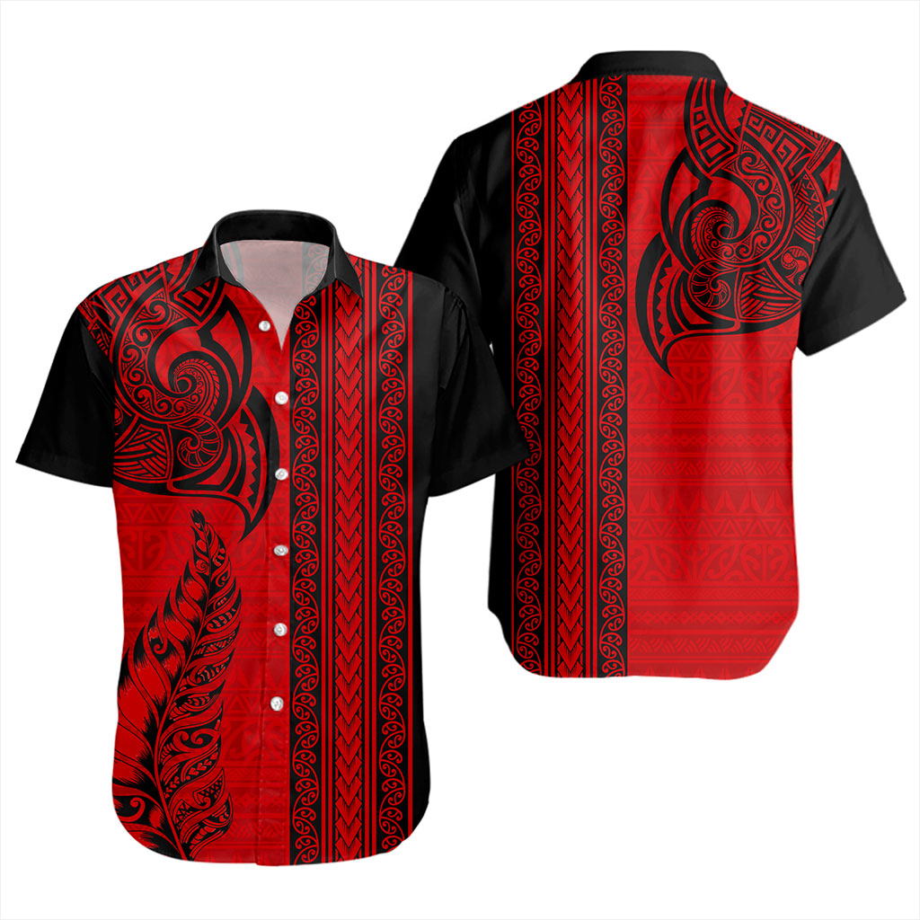 New Zealand Short Sleeve Shirt Maori Tribal Silver Fern Tattoo