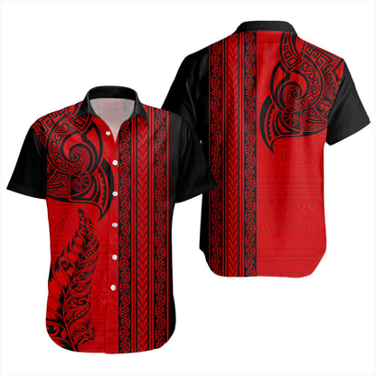 New Zealand Short Sleeve Shirt Maori Tribal Silver Fern Tattoo