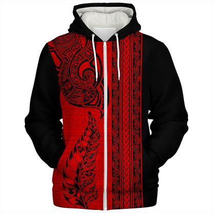 New Zealand Sherpa Hoodie Maori Tribal Silver Fern Tattoo