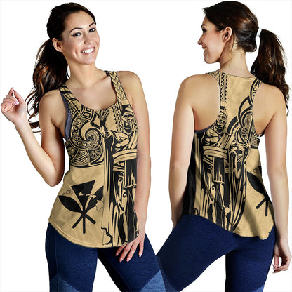 Hawaii Women Tank Polynesian Tribal Tattoo King Kamehameha