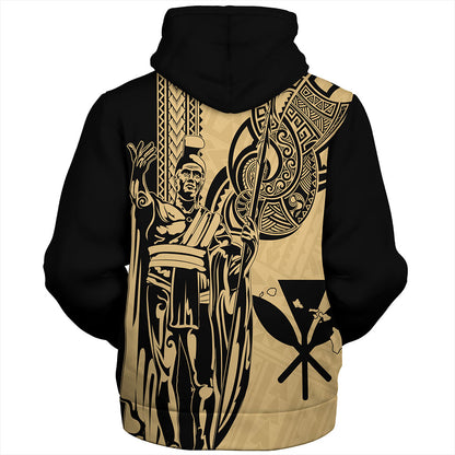 Hawaii Sherpa Hoodie Polynesian Tribal Tattoo King Kamehameha