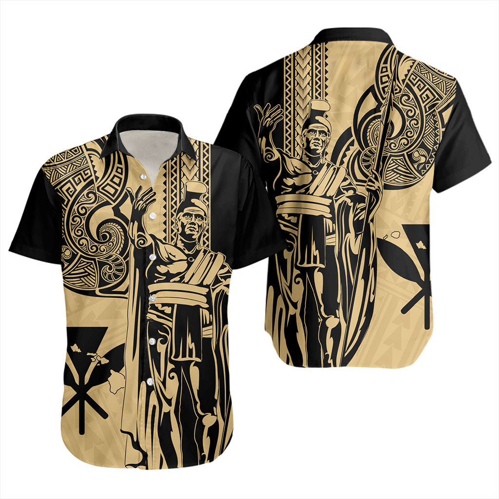 Hawaii Short Sleeve Shirt Polynesian Tribal Tattoo King Kamehameha