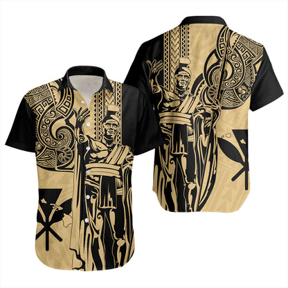 Hawaii Short Sleeve Shirt Polynesian Tribal Tattoo King Kamehameha