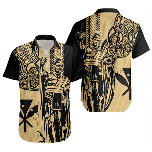 Hawaii Short Sleeve Shirt Polynesian Tribal Tattoo King Kamehameha