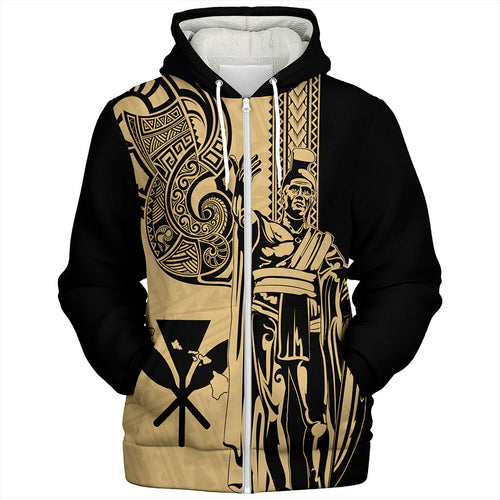 Hawaii Sherpa Hoodie Polynesian Tribal Tattoo King Kamehameha