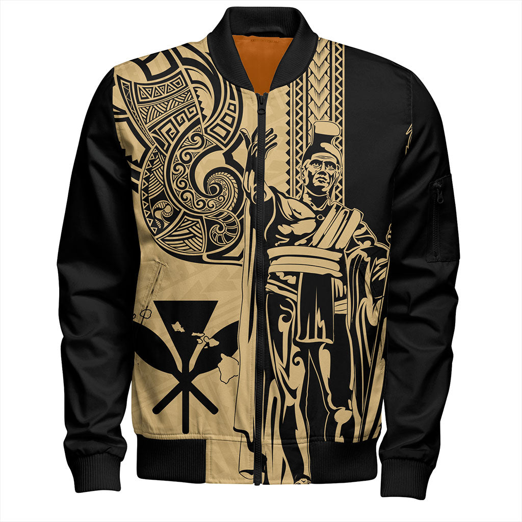 Hawaii Bomber Jacket Polynesian Tribal Tattoo King Kamehameha