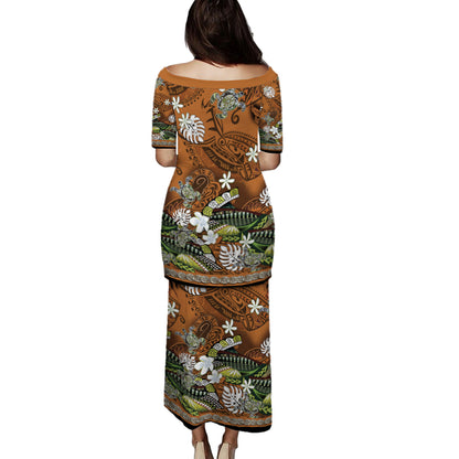 Hawaii Combo Puletasi And Shirt Polynesia Floral And Tribal Islands