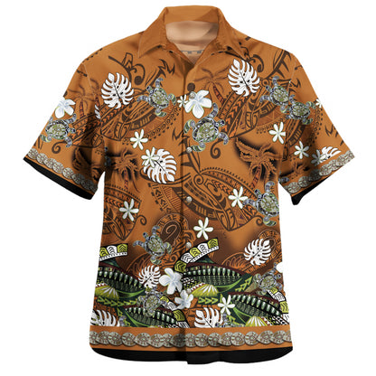 Hawaii Combo Off Shoulder Long Dress And Shirt Polynesia Floral And Tribal Islands