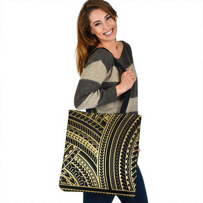 Polynesia Tote Bag Polynesian Pattern Tattoo Gold