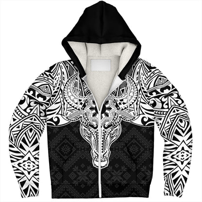 Philippines Filipinos Sherpa Hoodie Polynesian Buffalo Tapa Tribal Print