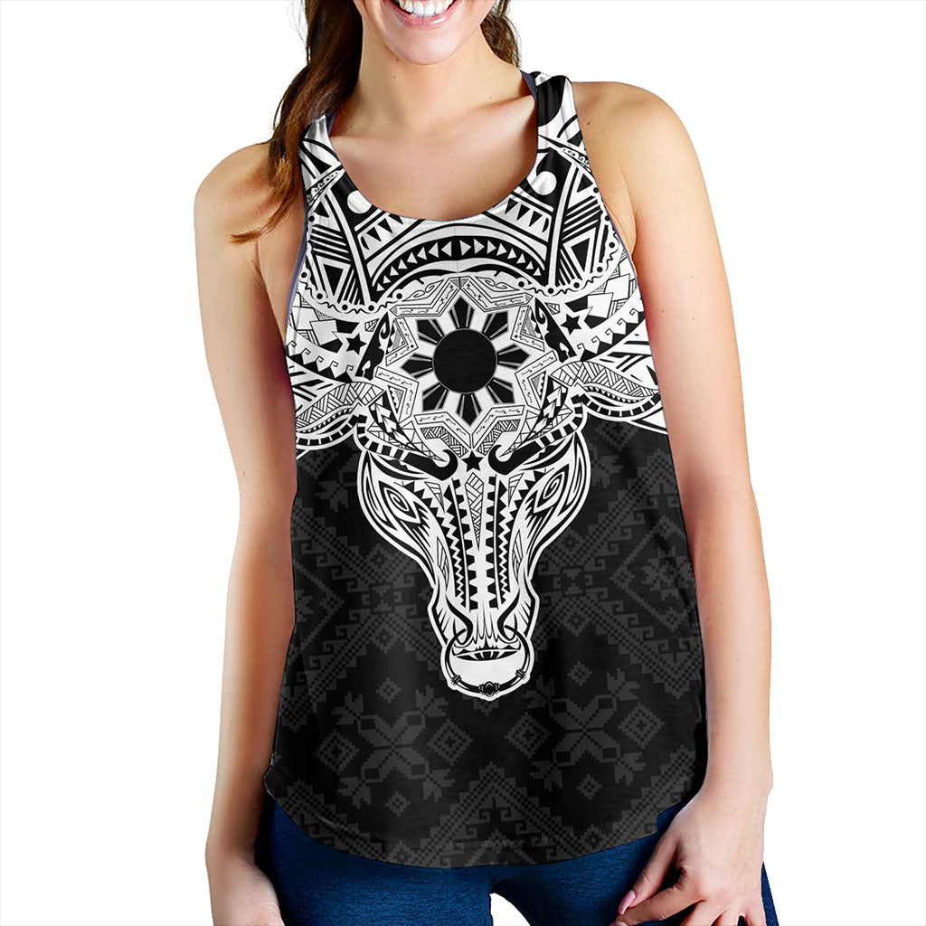 Philippines Filipinos Women Tank Polynesian Buffalo Tapa Tribal Print
