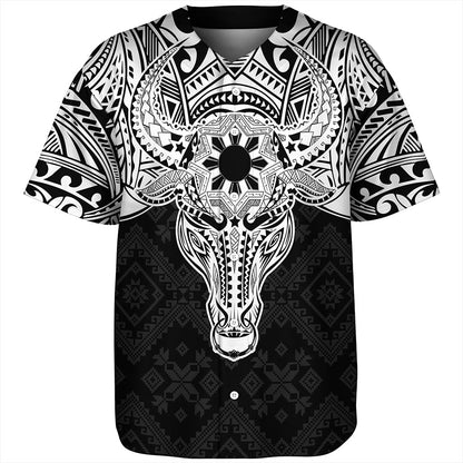 Philippines Filipinos Baseball Shirt Polynesian Buffalo Tapa Tribal Print