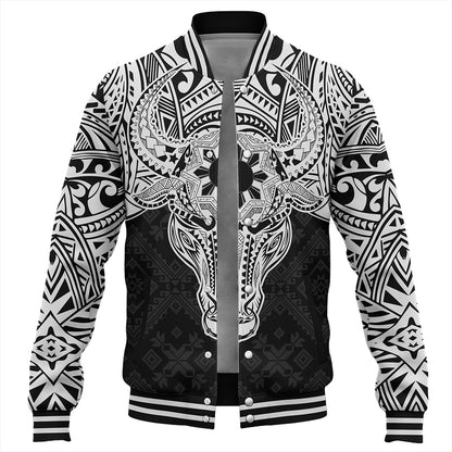 Philippines Filipinos Baseball Jacket Polynesian Buffalo Tapa Tribal Print