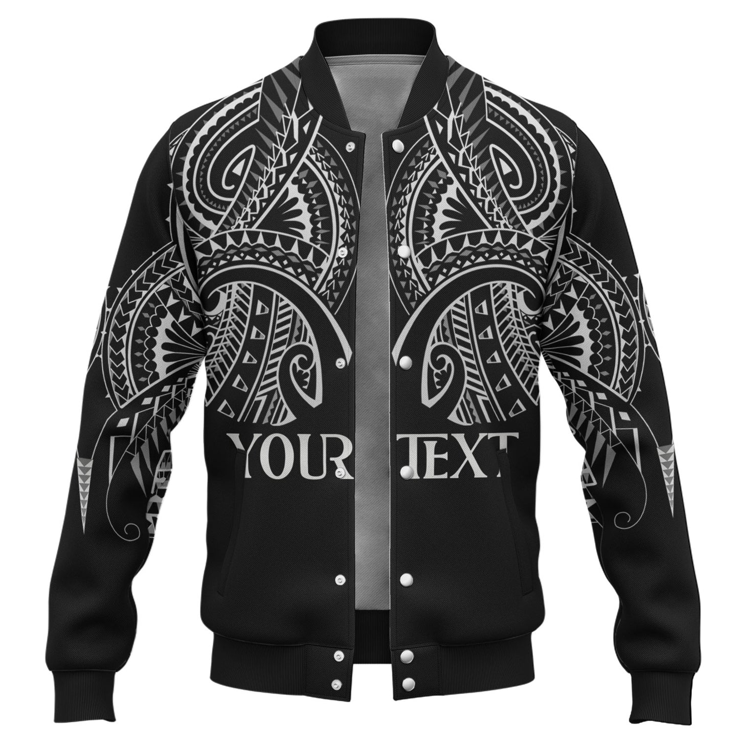 Hawaii Custom Personalised  Baseball Jacket Black Polynesian Tribal Tatau Design
