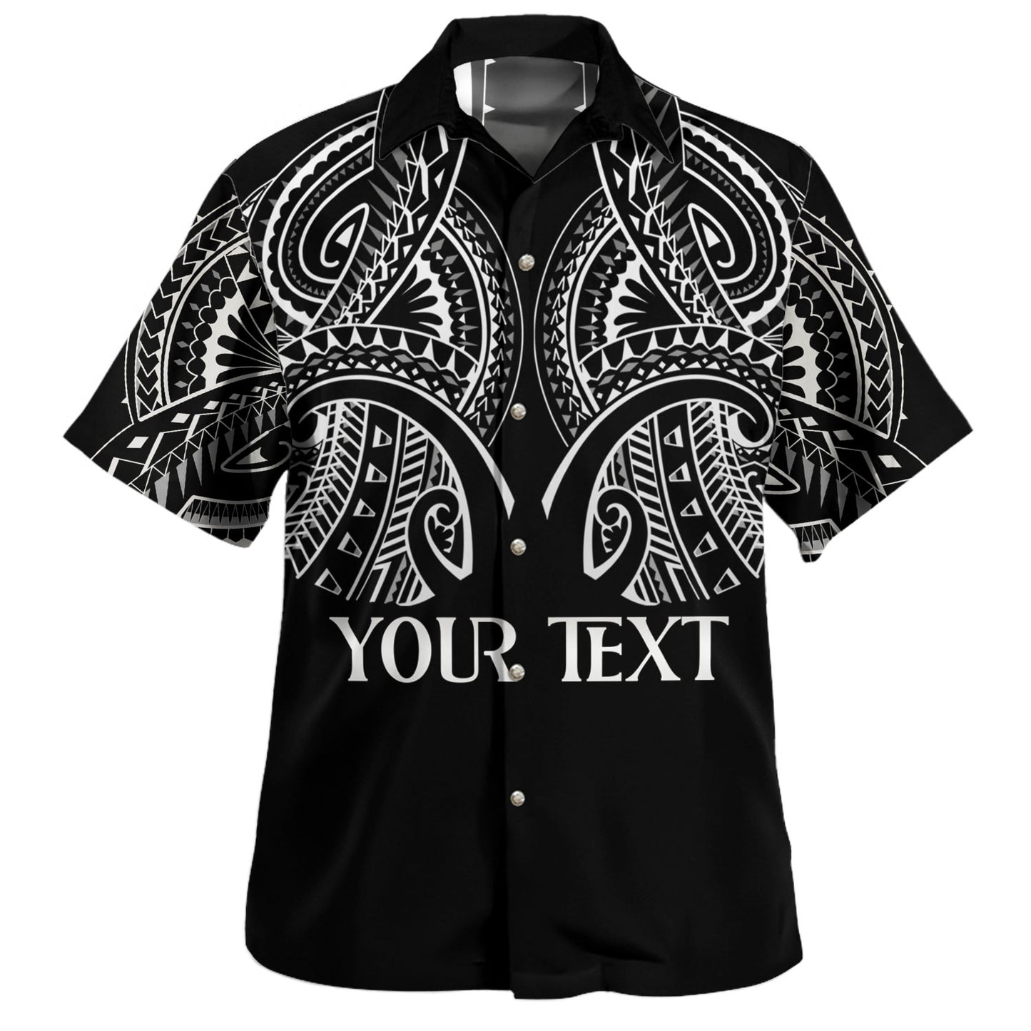 HawaiiCustom Personalised Hawaiian Shirt Black Polynesian Tribal Tatau Design