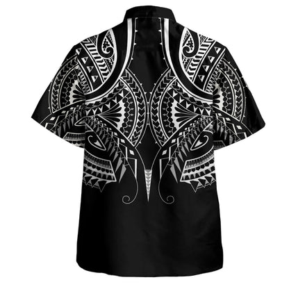 HawaiiCustom Personalised Hawaiian Shirt Black Polynesian Tribal Tatau Design