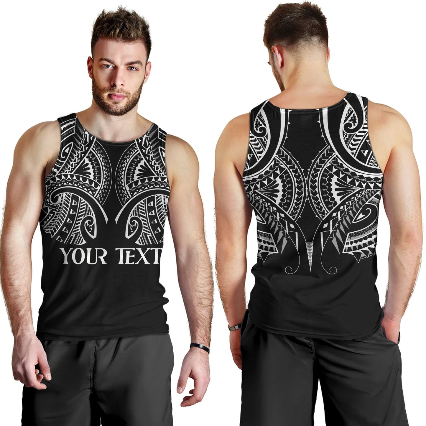 Hawaii Custom Personalised Tank Top Black Polynesian Tribal Tatau Design