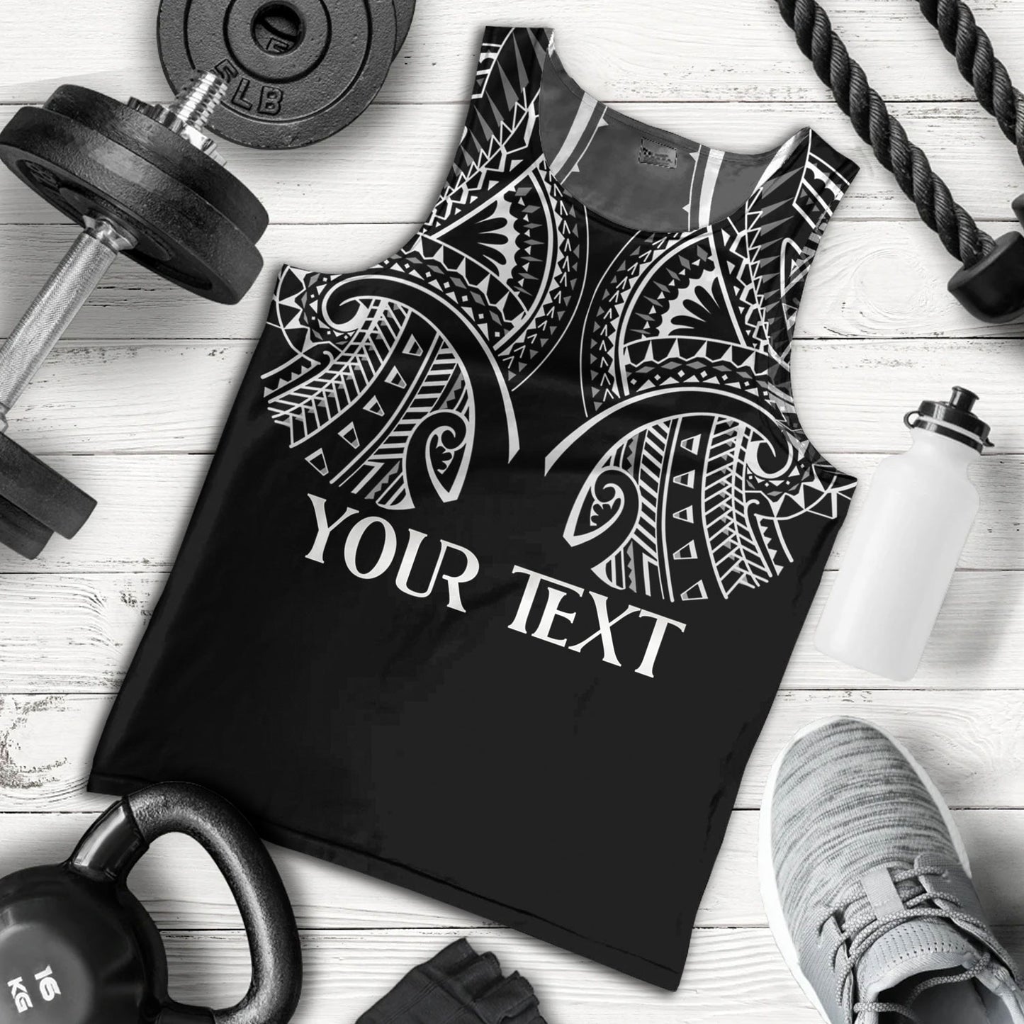 Hawaii Custom Personalised Tank Top Black Polynesian Tribal Tatau Design