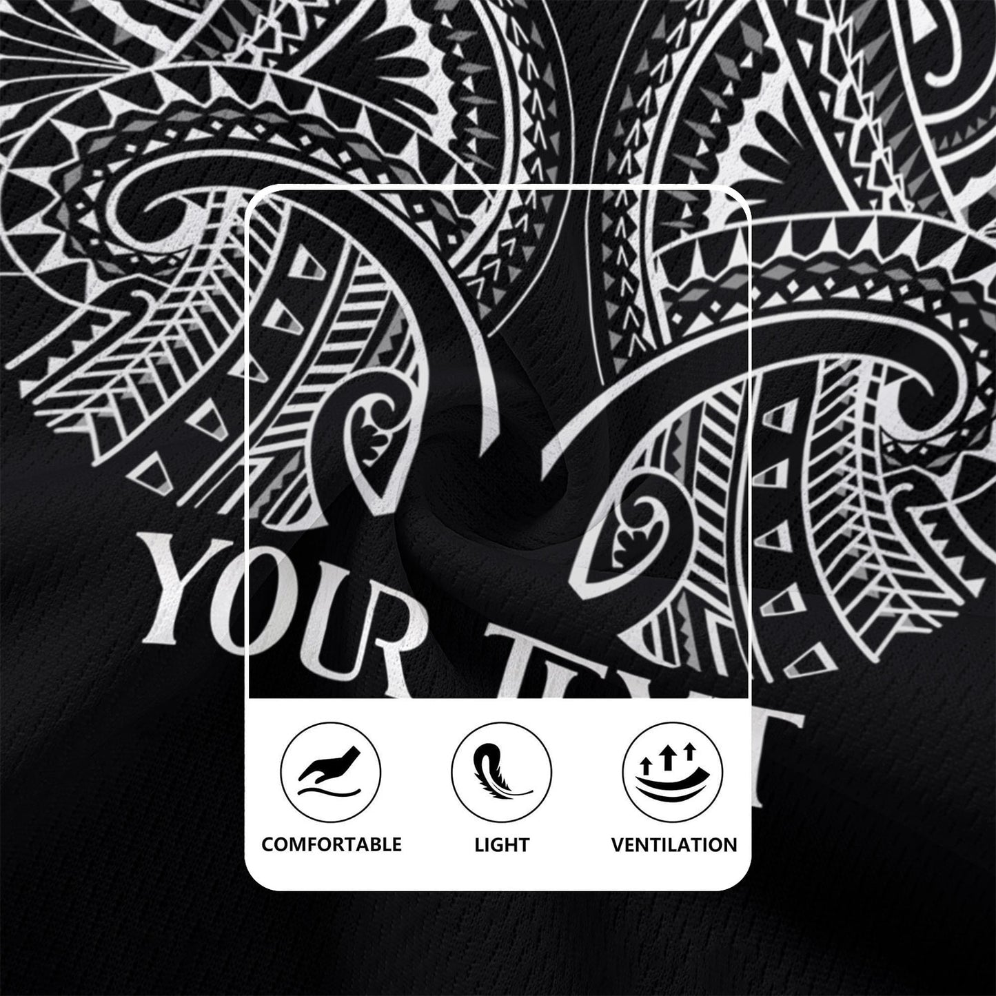 Hawaii Custom Personalised Rugby Jersey Black Polynesian Tribal Tatau Design