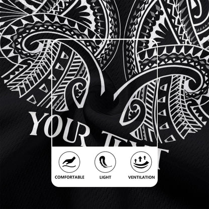 Hawaii Custom Personalised Rugby Jersey Black Polynesian Tribal Tatau Design