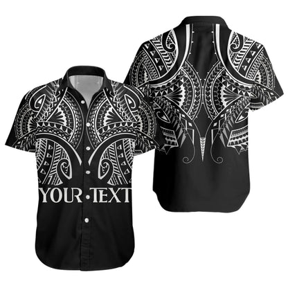 Hawaii Custom Personalised Short Sleeve Shirt Black Polynesian Tribal Tatau Design