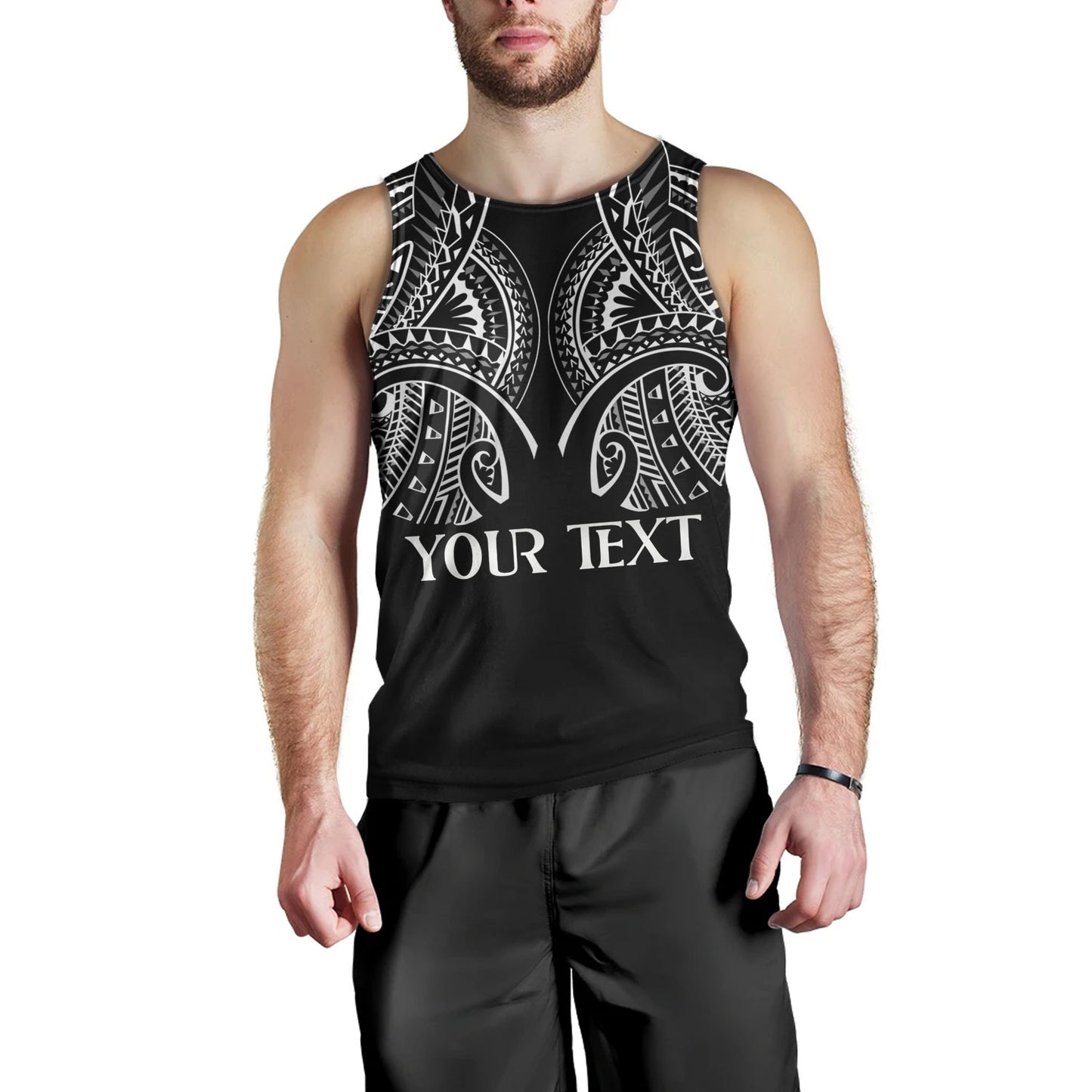 Hawaii Custom Personalised Tank Top Black Polynesian Tribal Tatau Design