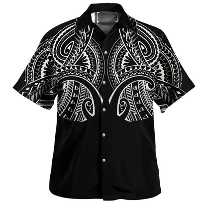 HawaiiCustom Personalised Hawaiian Shirt Black Polynesian Tribal Tatau Design